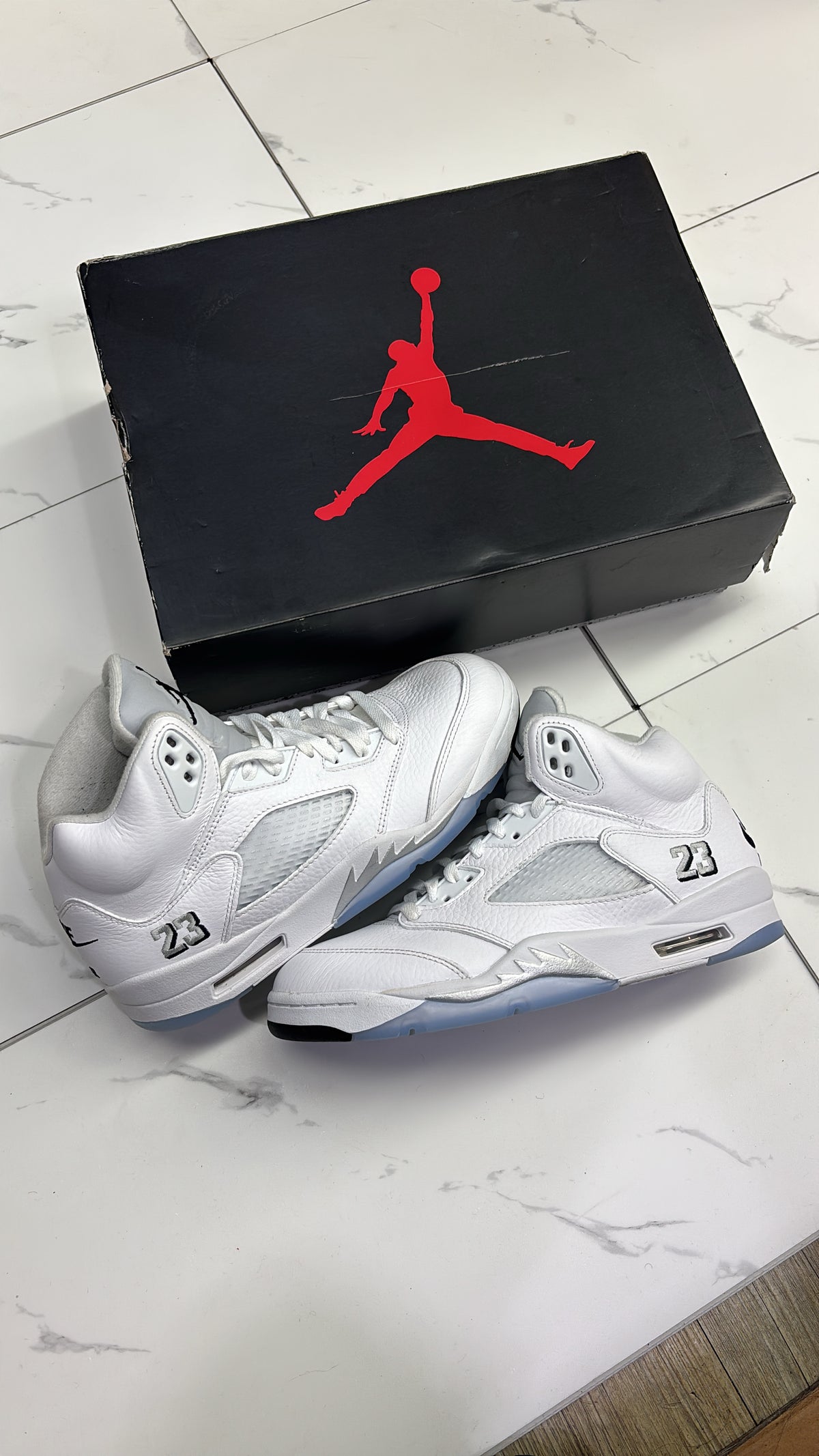 Jordan 5 White Metallic Used With Box
