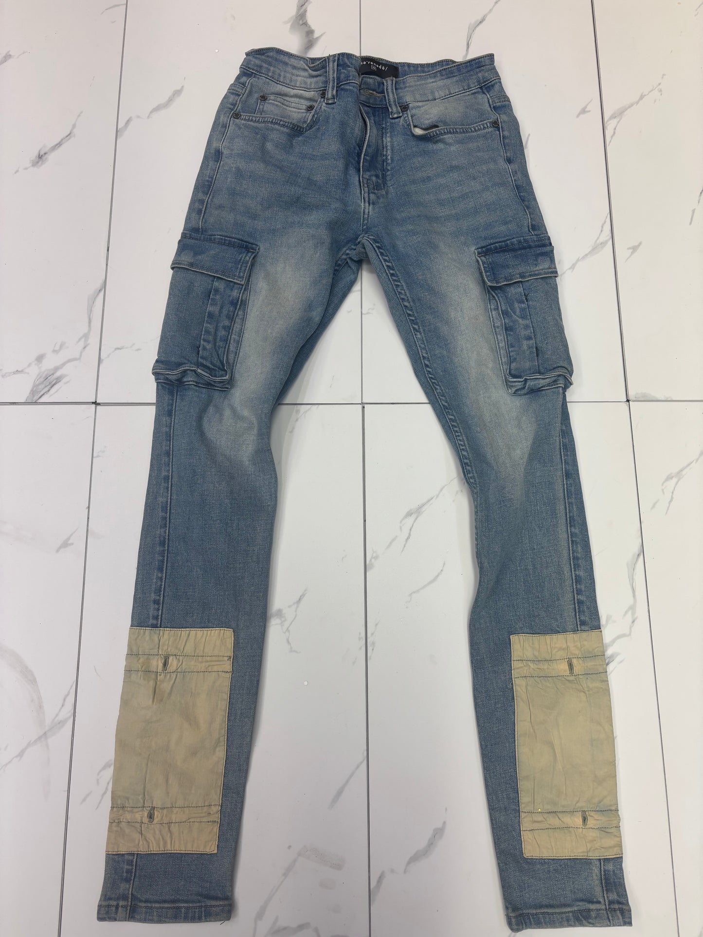 Serenede Light Wash Distressed Denim Cargo Jean Preowned