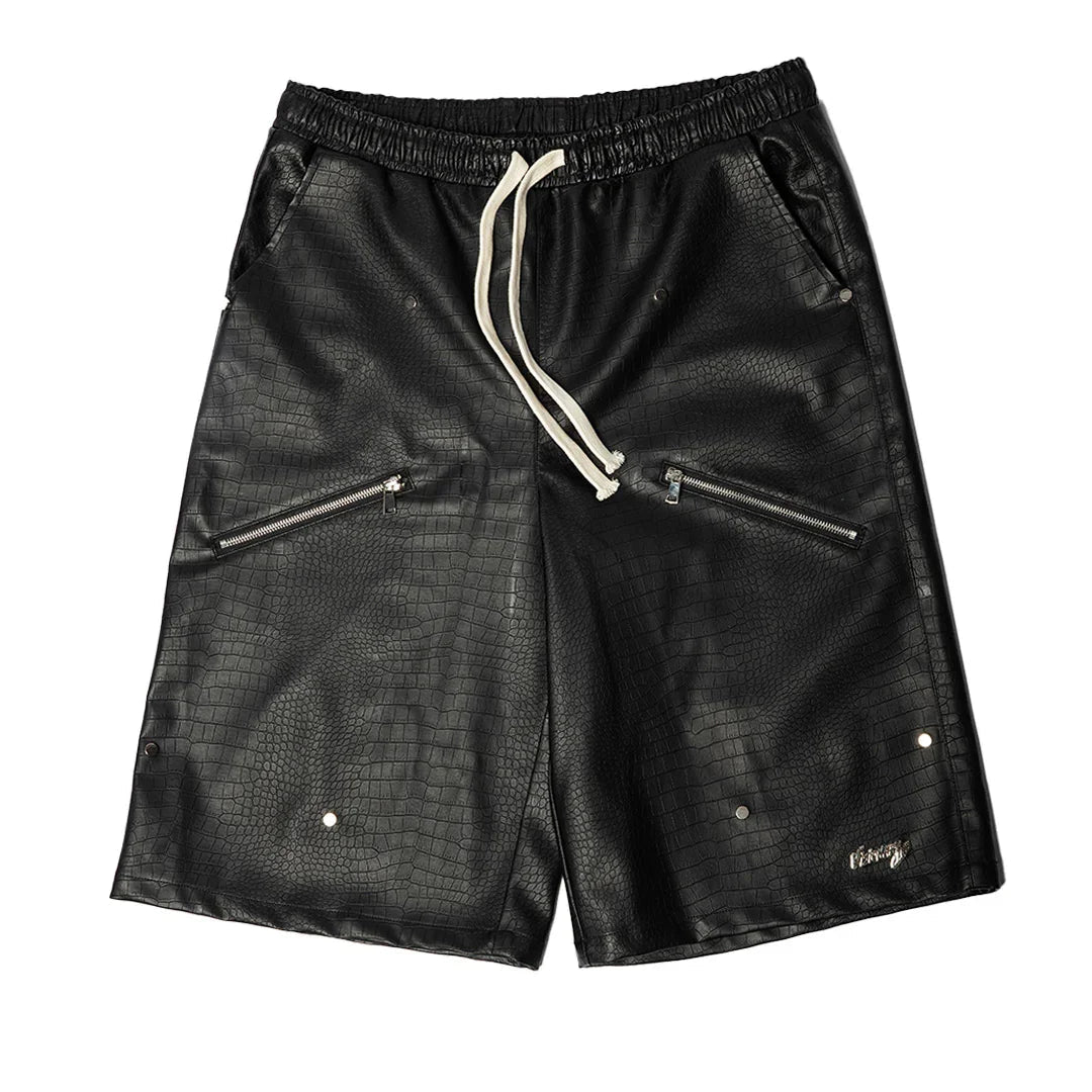 "NIGHT CRAWLER " BAGGY LEATHER SHORTS