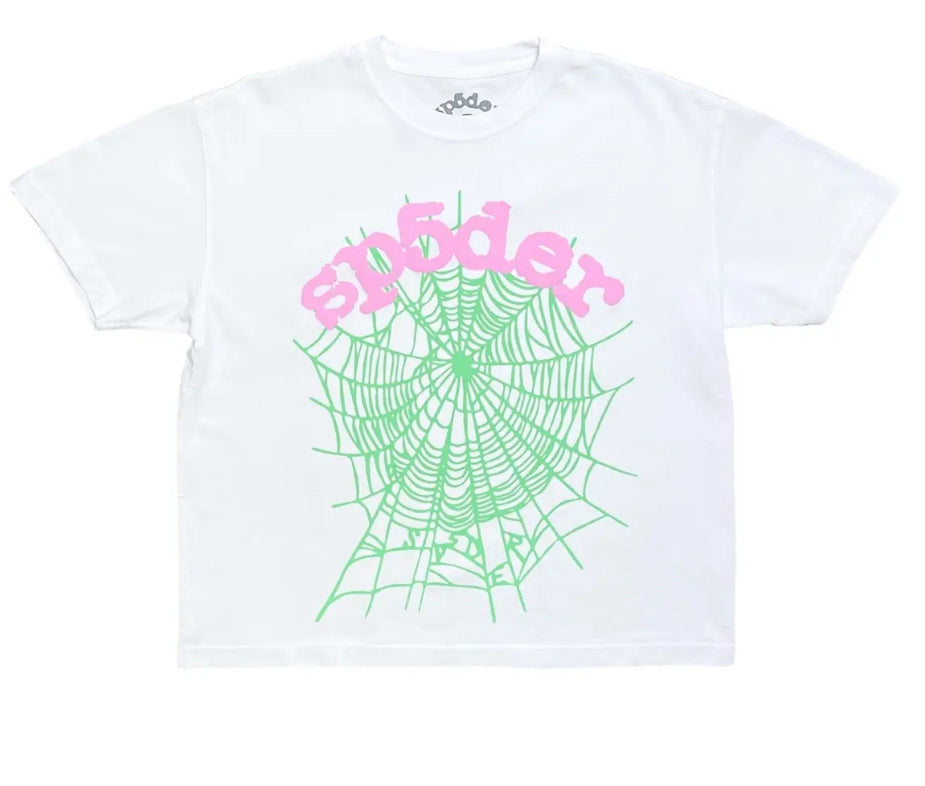 Sp5der #6 White Green Pink OG Web Tee
