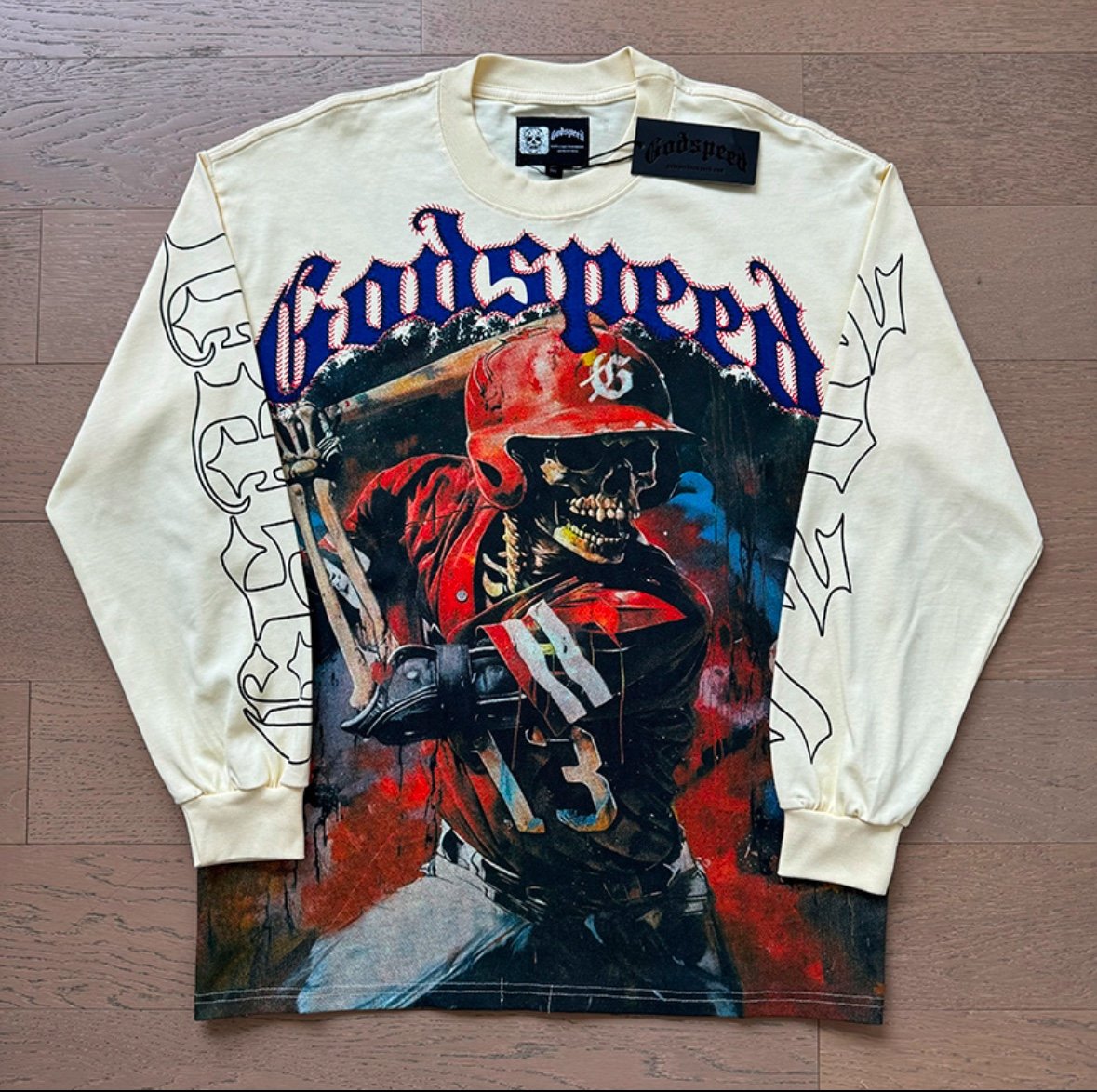 Godspeed Cream “Heavy Hitter” Skeleton Baseball LongSleeve