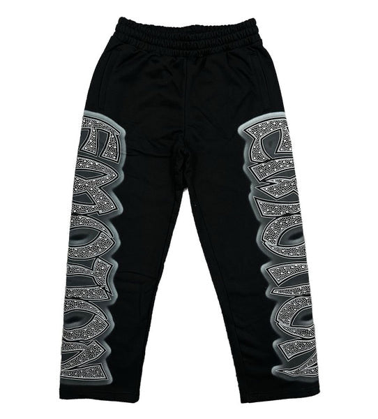 MIXED EMOTIONS MIDNIGHT RHINESTONE SWEATPANTS BLACK