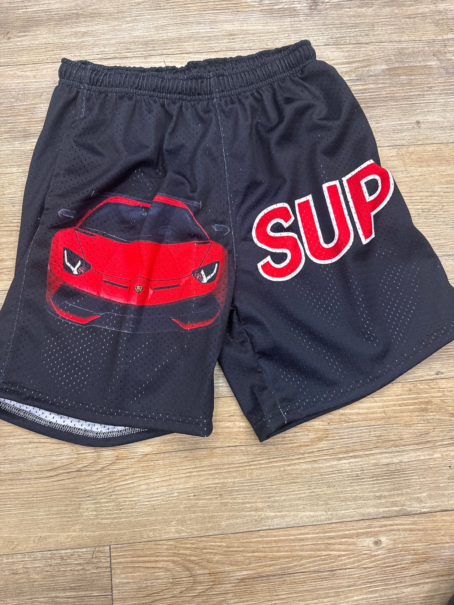 Sup Lamborghini Red Black Shorts