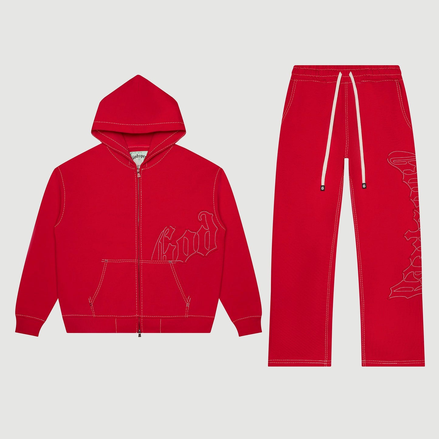 Godspeed Og Logo Red Stiched Zip Up Hoodie