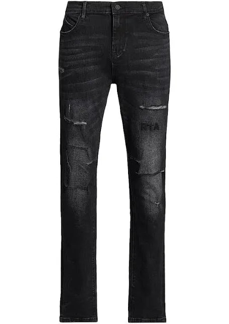 RTA Bryant Black Grey Distressed Skinny Jeans