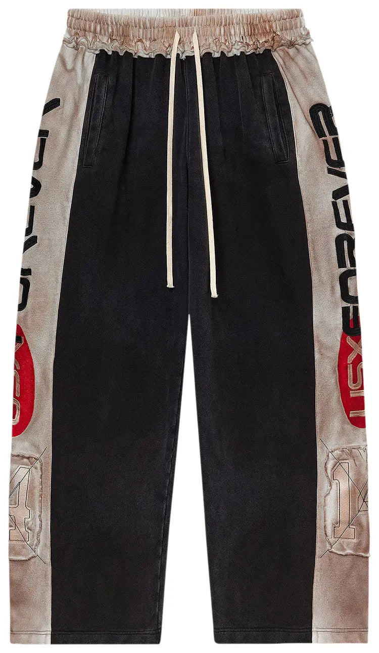 Black vale forever star sweatpants with cream side