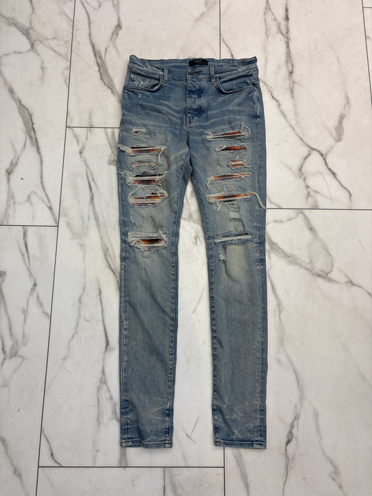 Amiri Red Slits Blue Jeans USED
