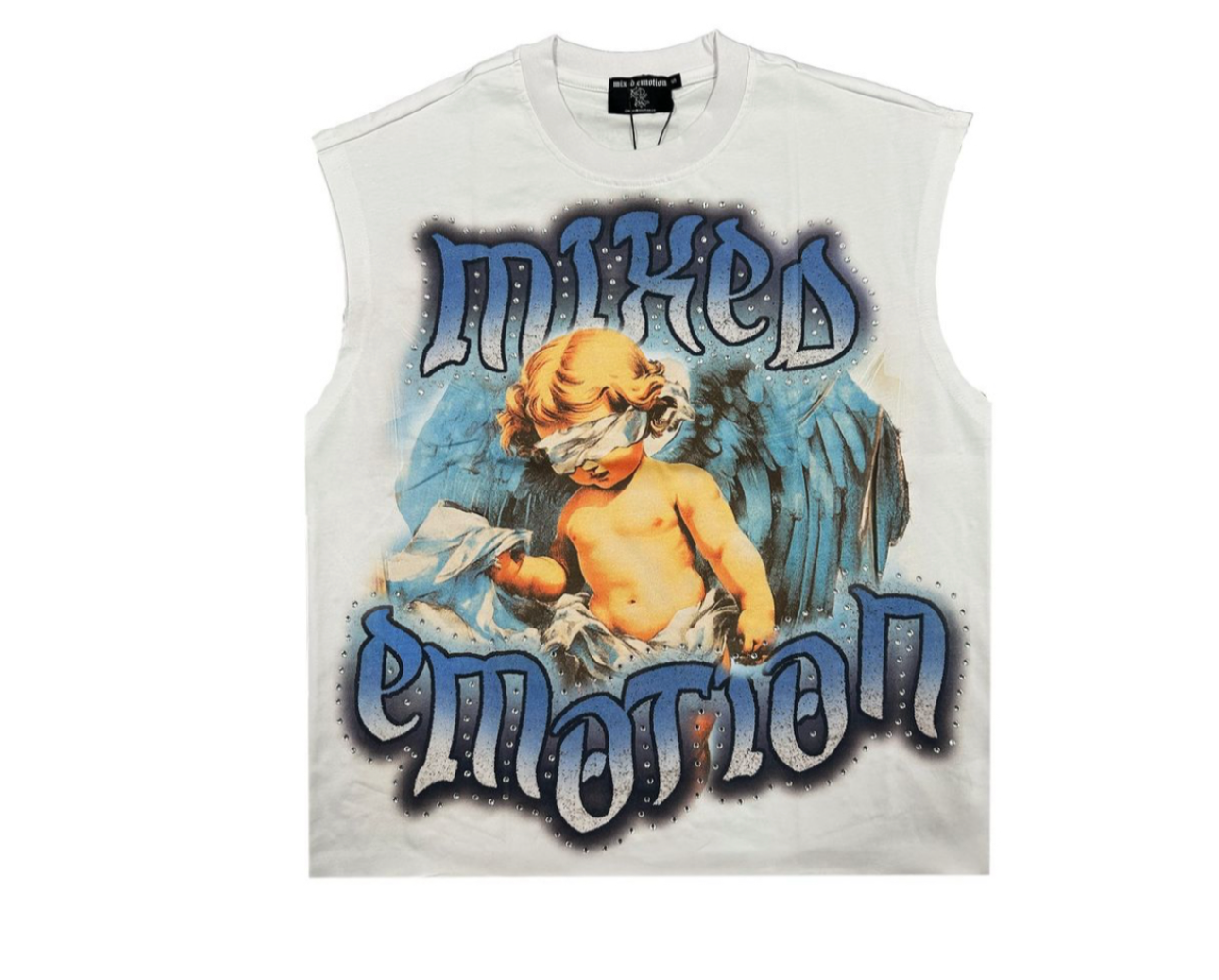 Mixed emotion #17 sleeveless white baby angel tee