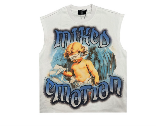 Mixed emotion #17 sleeveless white baby angel tee