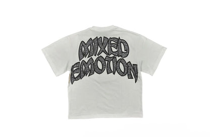 Mixed emotion arch angel white tee