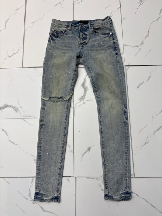Purple Brand Right Knee Rip Blue Jeans