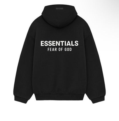 Essentials Fleece black white hoodie