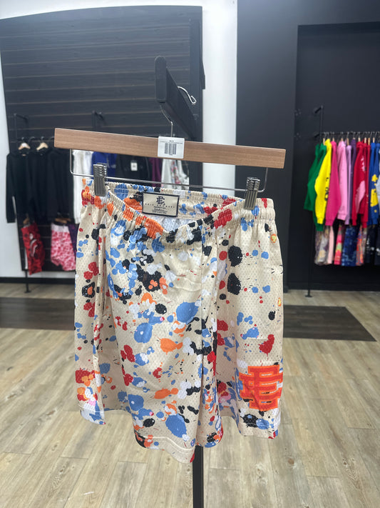 Eric Emanuel cream paintball splatter shorts pre-owned
