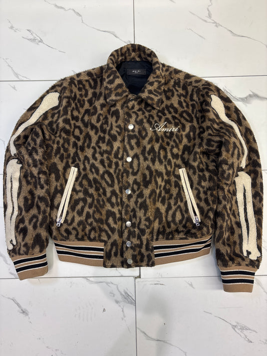 Amiri Leopard Bone Varsity Jacket USED