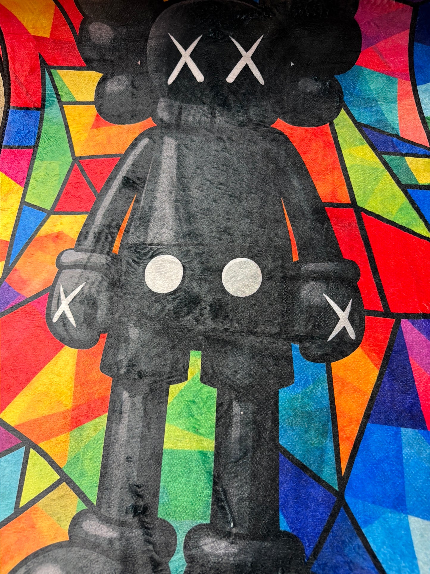 Kaws Black Rainbow Prism Rug