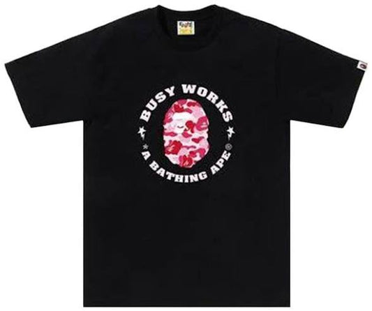 Bape Sta Pink Camo “Busy Works” Black Tee