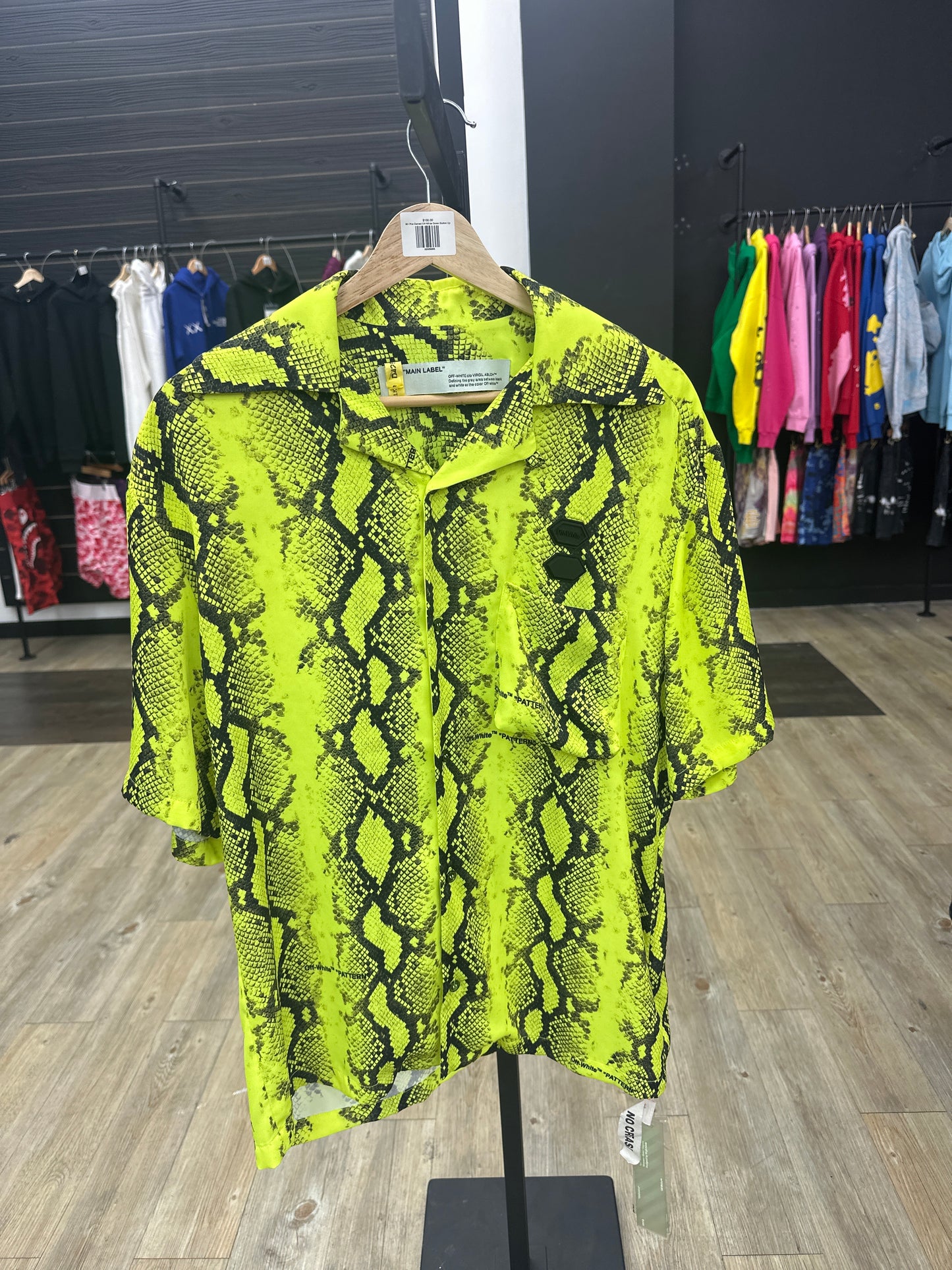 Green Off-white button up pre-owned