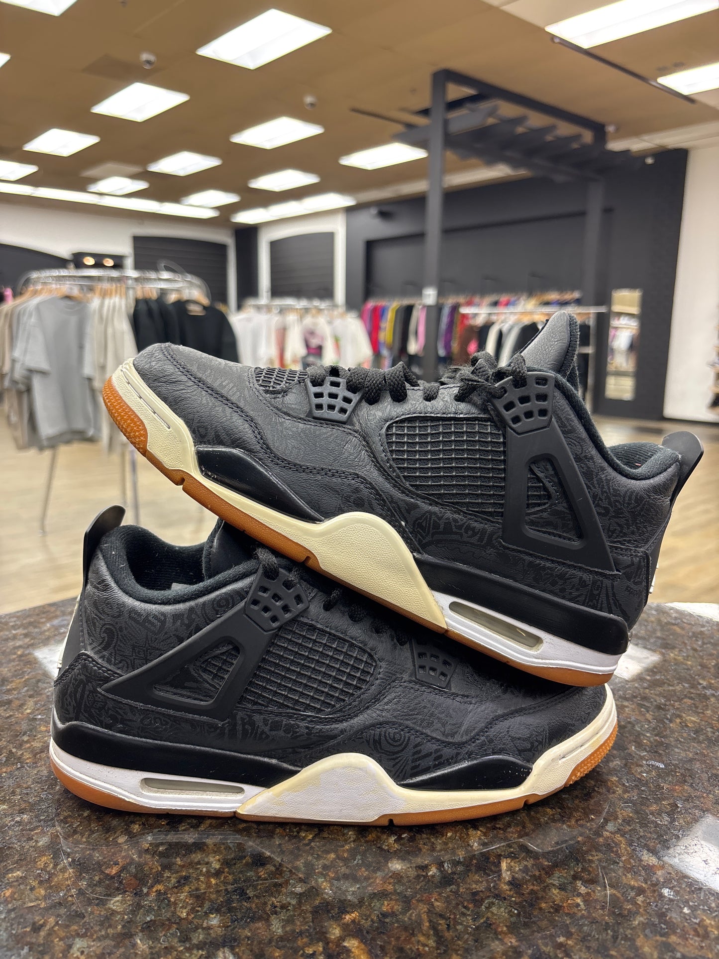 Jordan 4 Laser Black Gum USED NO BOX
