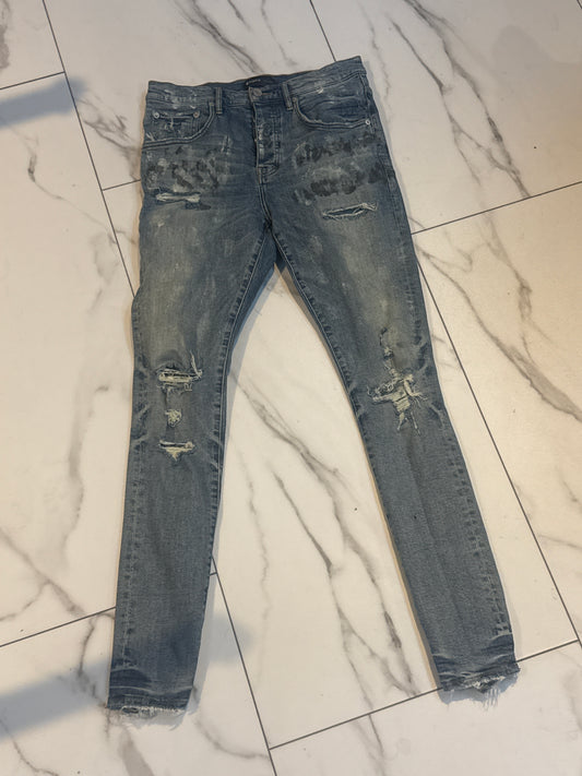 purple jean Blowout w paint w back tag