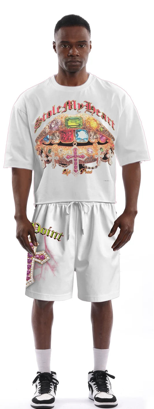 Left point white emerald tee