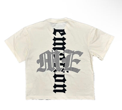 MIXED EMOTION BEACH RHINESTONE TEE CREAM