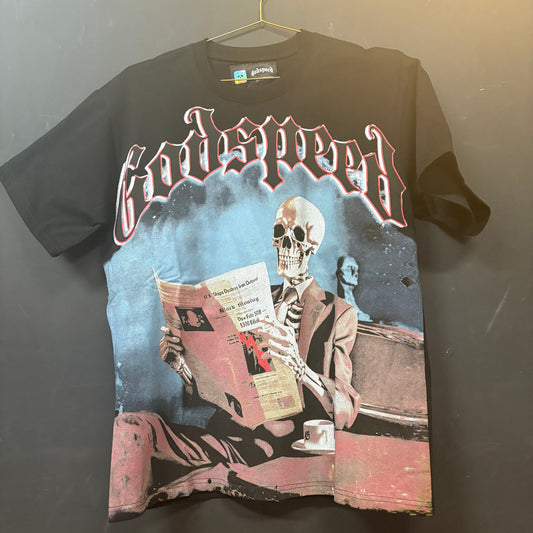 God speed black new paper tee
