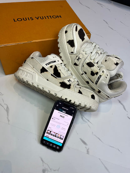 Lv Trainer Maxi White/Black Cow Print Used With Box