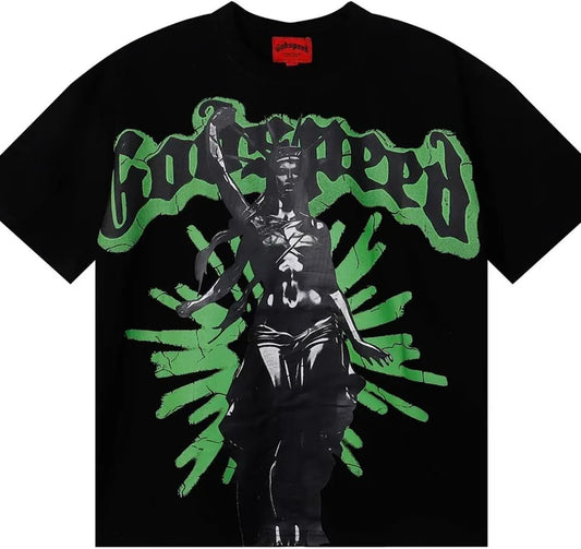 Godspeed black green statue lady