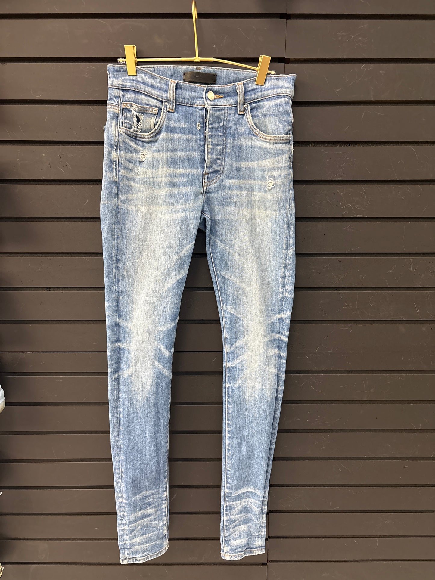 Amiri Stack Jeans in a light indigo PRE-OWNED