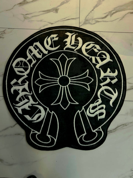 Chrome heart black rug