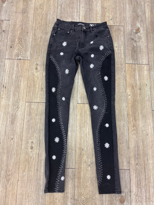 Serenede White Flower Black Jeans USED