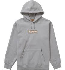 Supreme Burberry Grey Box Logo Hoodie
