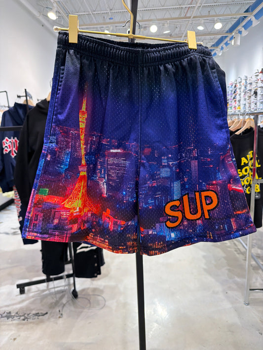 SUP MIAMI LIGHTS ORANGE LOGO SHORTS