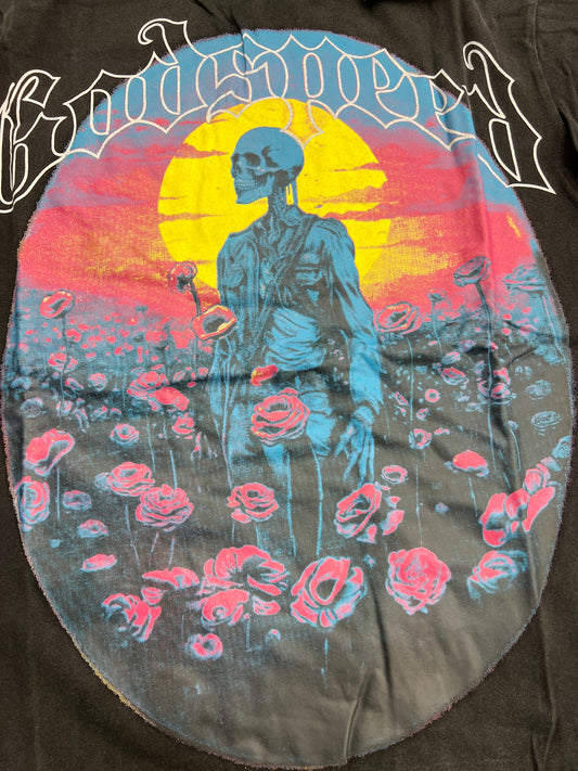 God speed black rose field tee