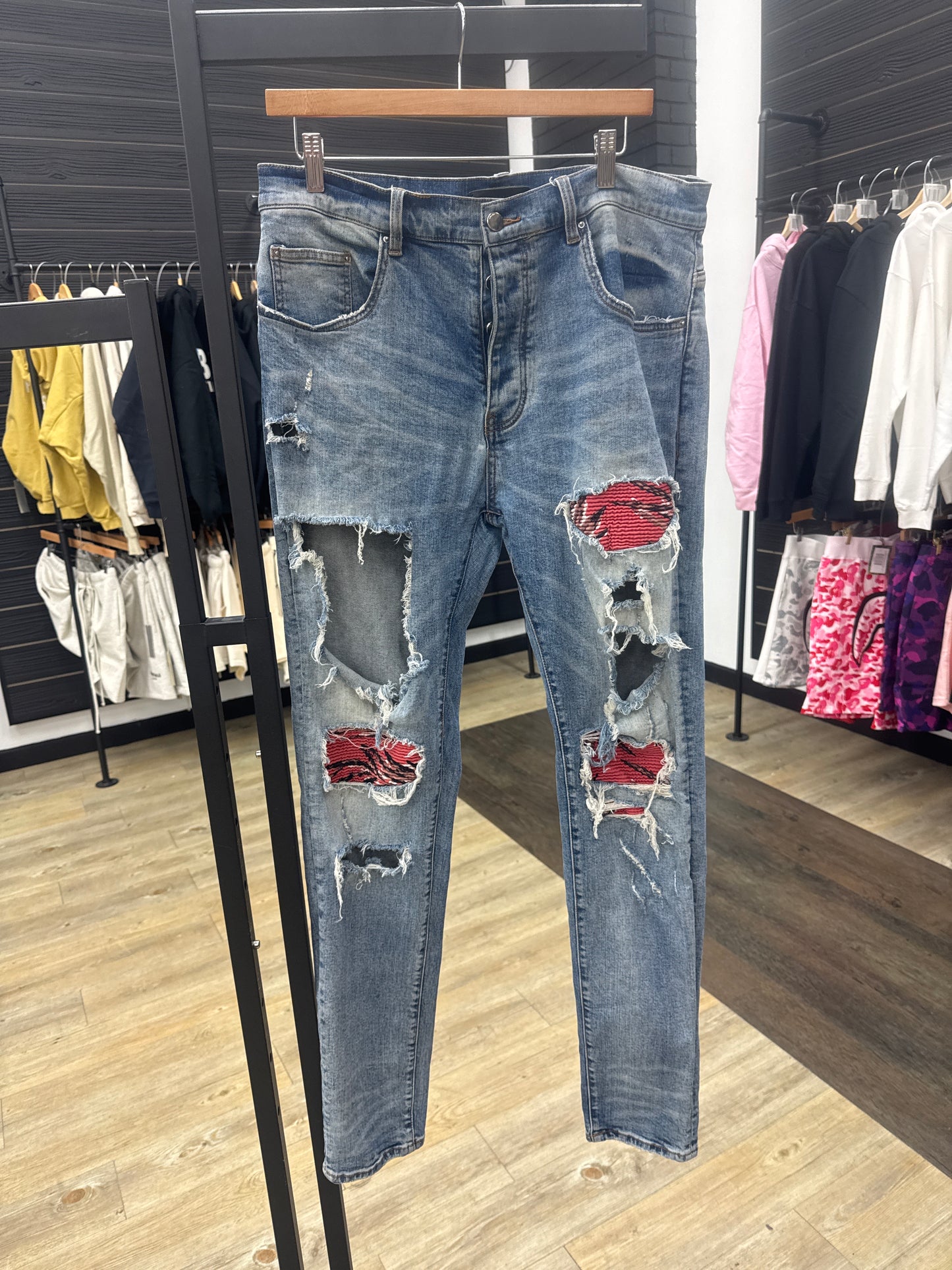 Preowned Red Patches Amiri Jean