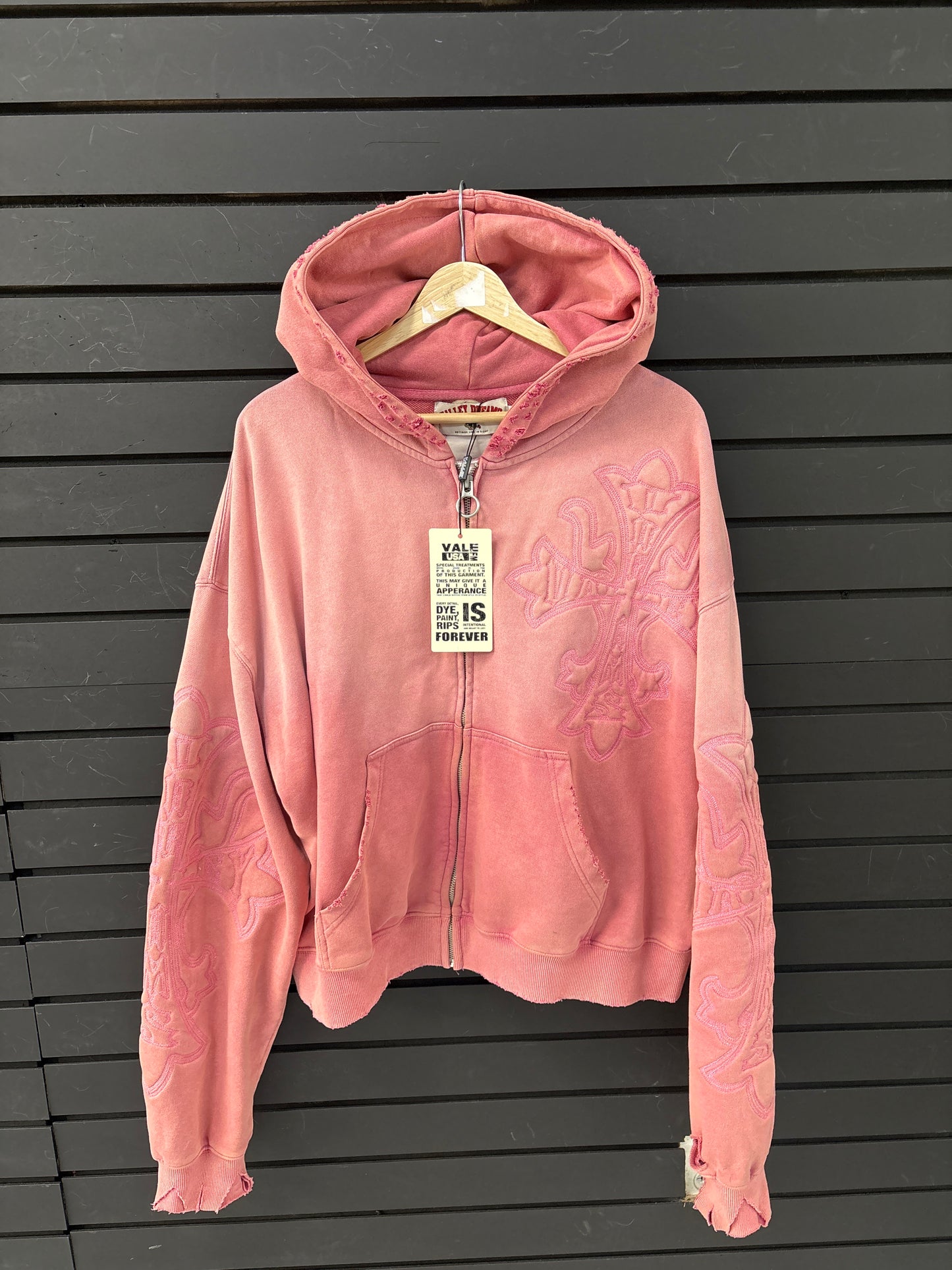 Valley Pink Crosses Zip Up Hoodie USED