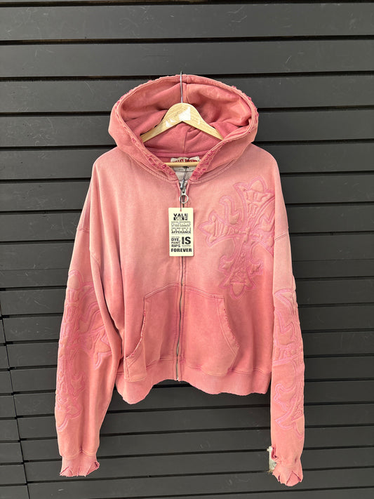 Valley Pink Crosses Zip Up Hoodie USED