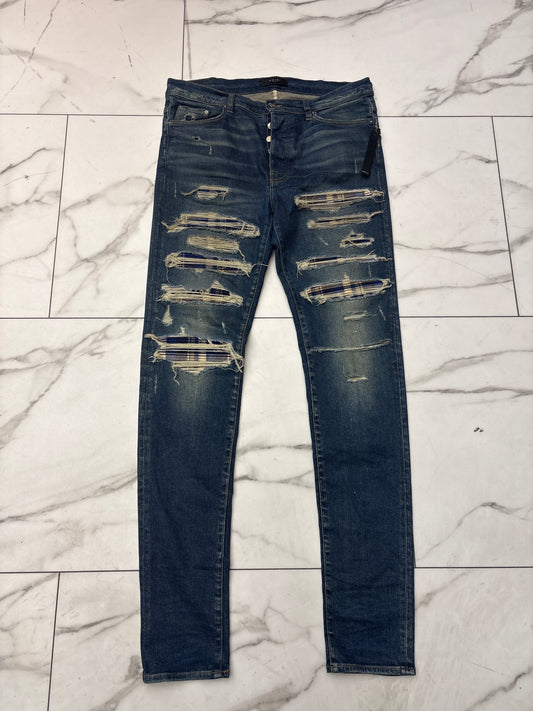 Amiri Plaid Thrasher Skinny Jean 'Deep Classic Dark Blue Jeans