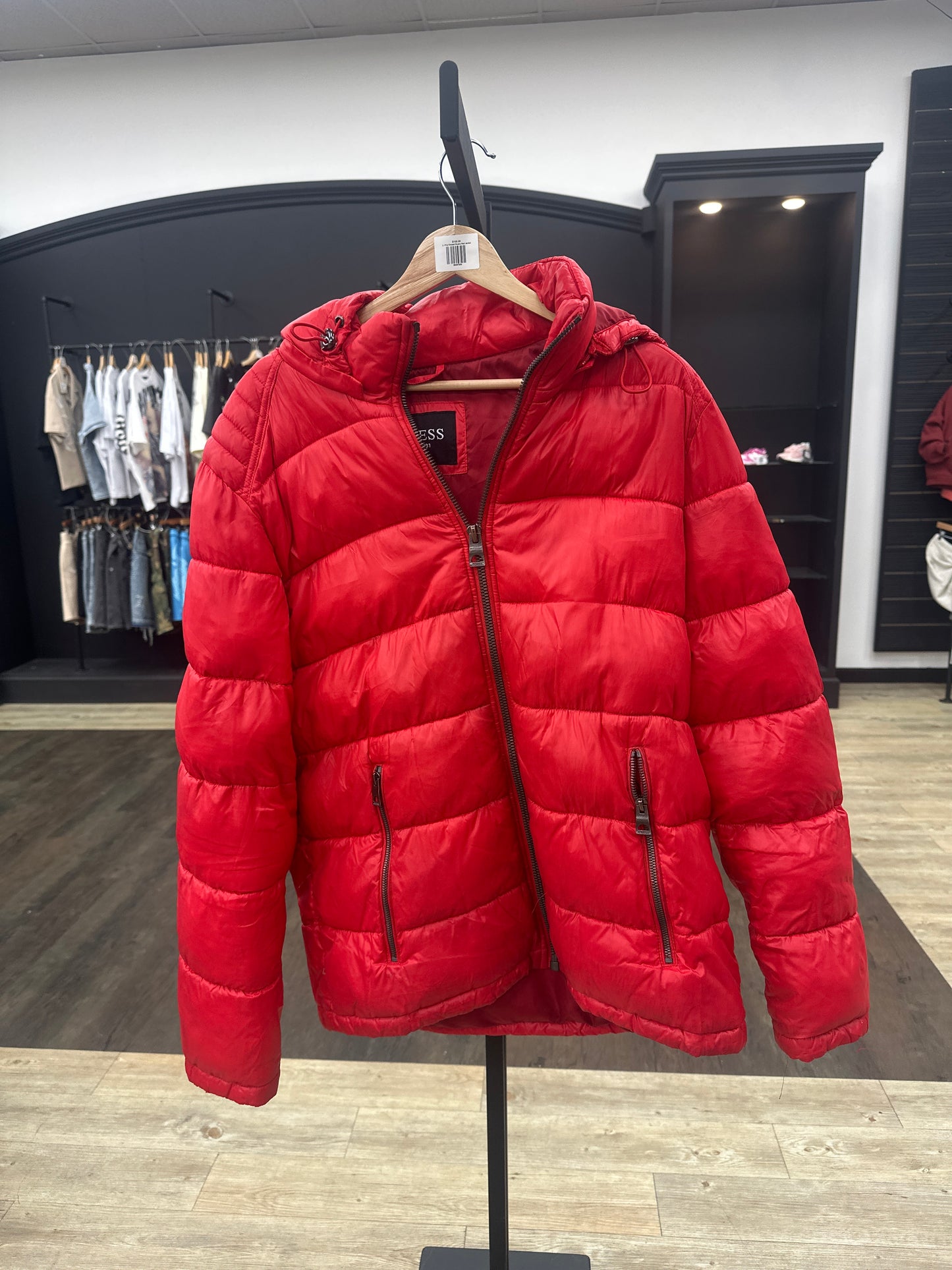 Guess red coat pre-owned