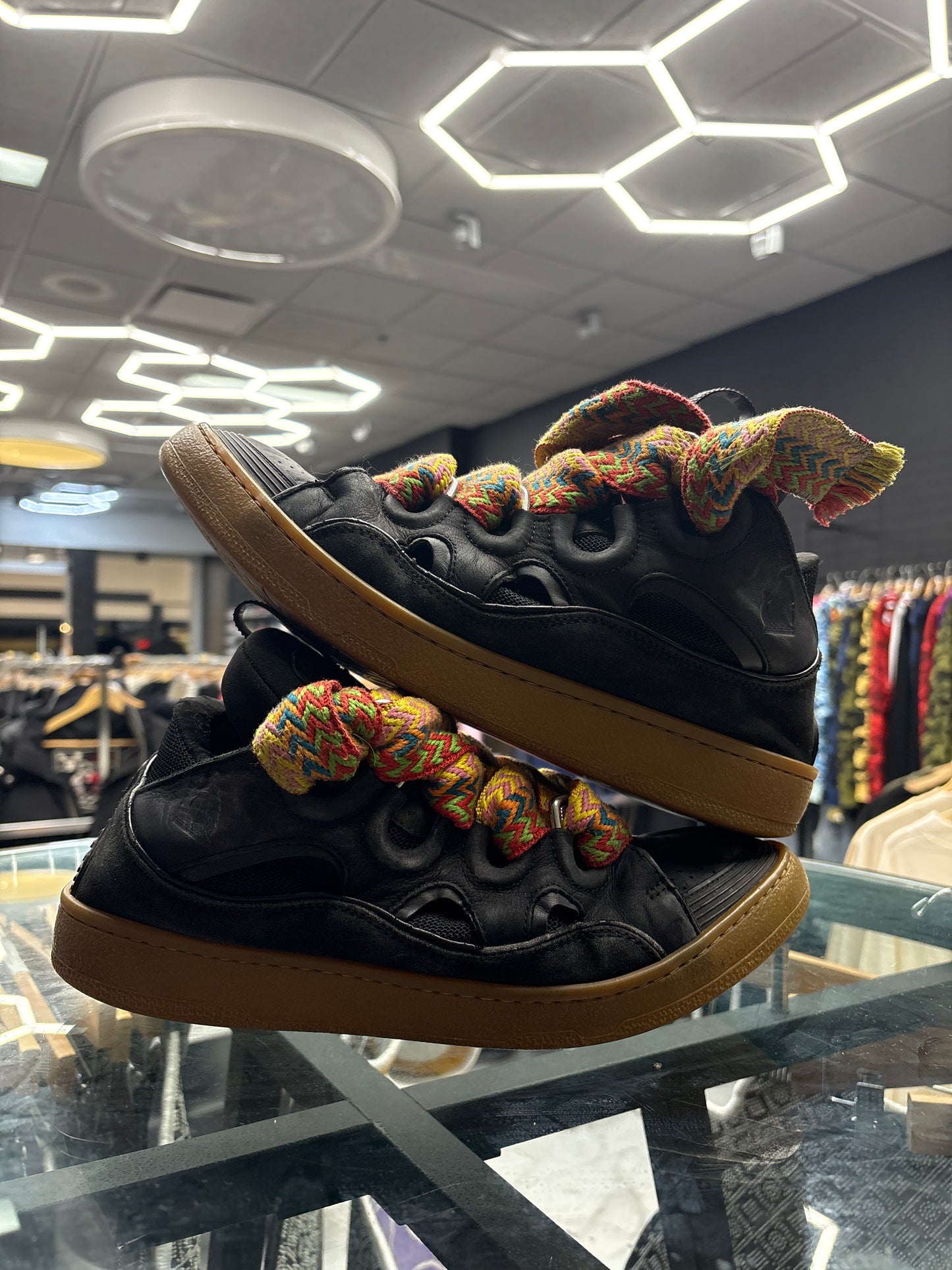 Lanvin Black Curb Sneakers PREOWNED WITH NO BOX