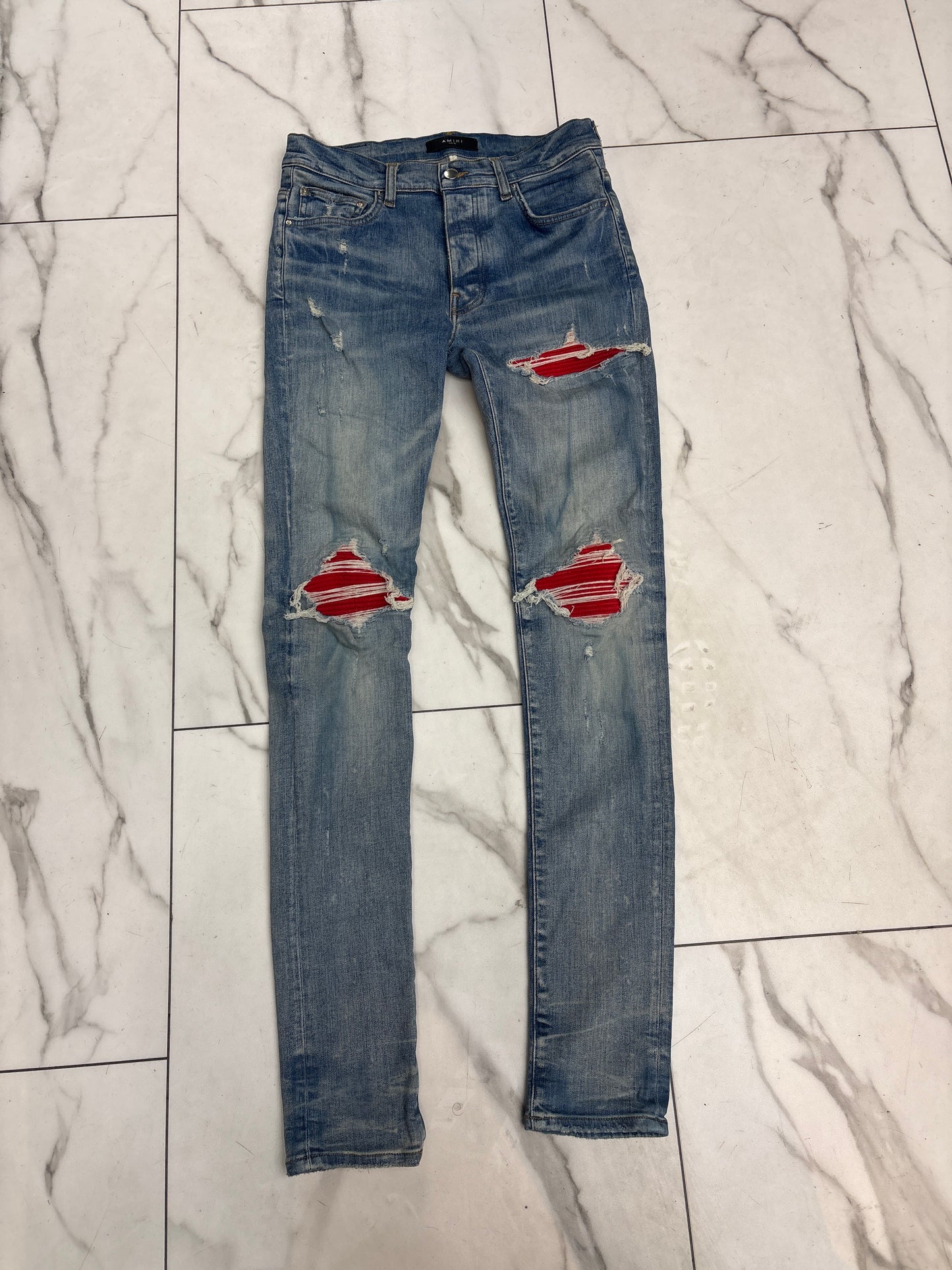 Amiri MX1 Red Patch Blue Jeans