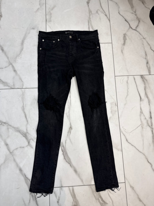 Purple Jeans Black Knee Rips