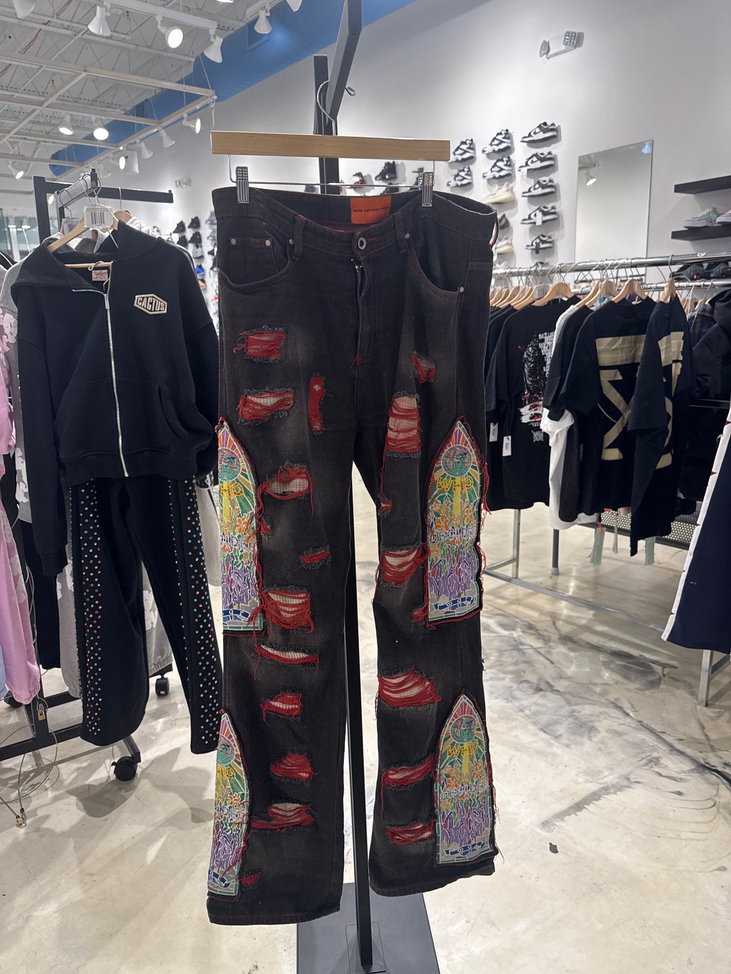 Who Decides War Red Denim Jeans