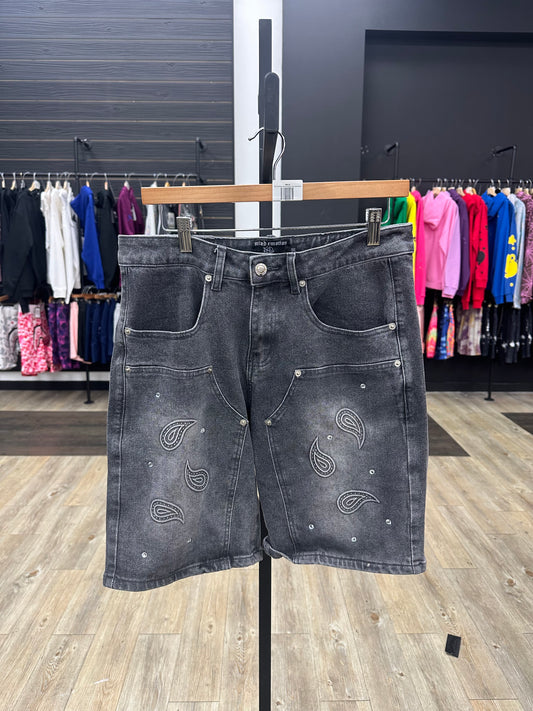 Pre-owned mix emotions grey Jean shorts