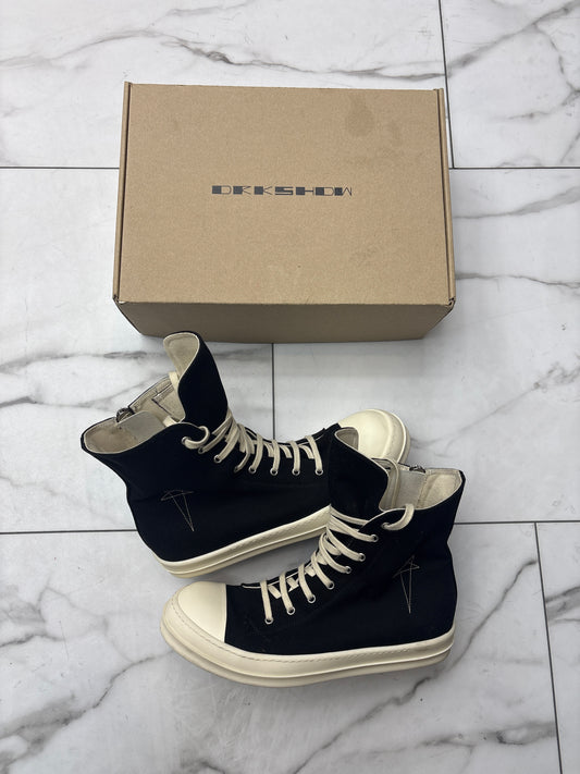 Rick Owens DRKSHDW Fogachine Pentagram Embroidery High 'Black Milk' USED W BOX