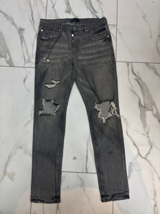 PURPLE GREY FADED DISTRESSED SLIM CUT JEANS PRE-OWNED