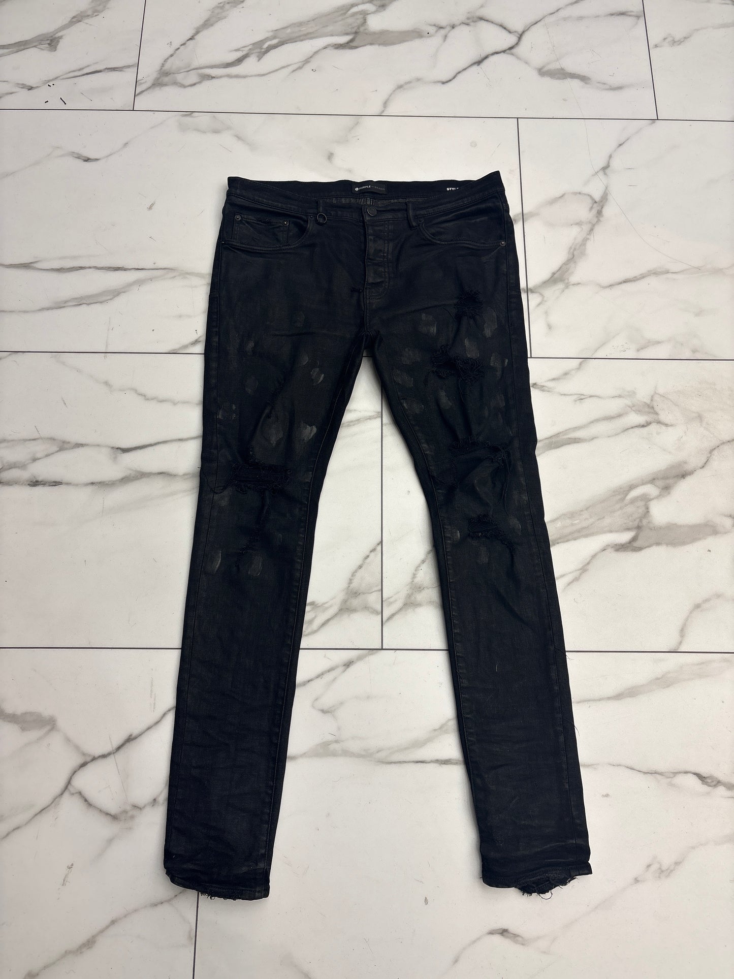 Purple Black Splatter Black Jeans