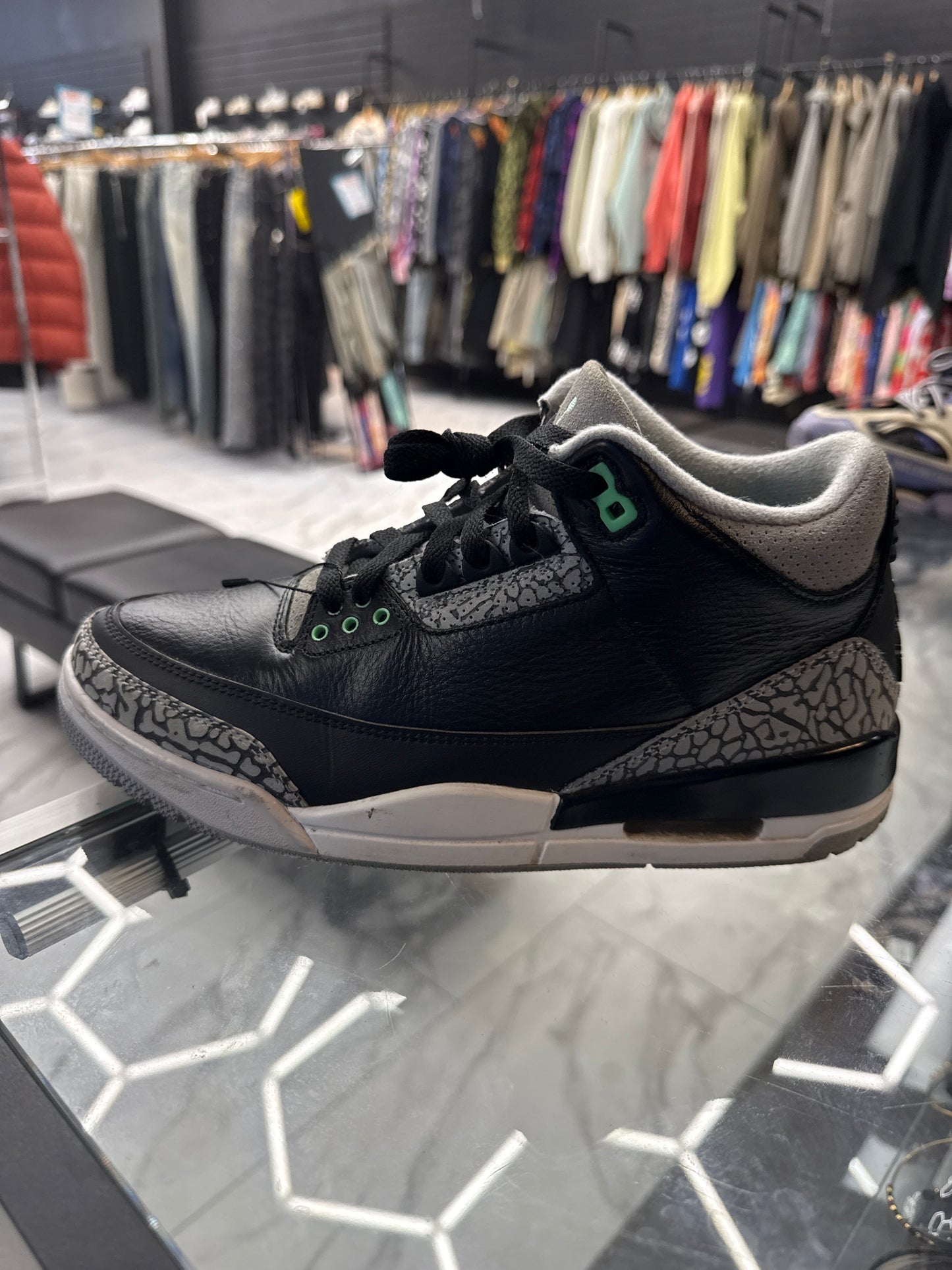 Jordan 3 Black/Green USED WITH BOX