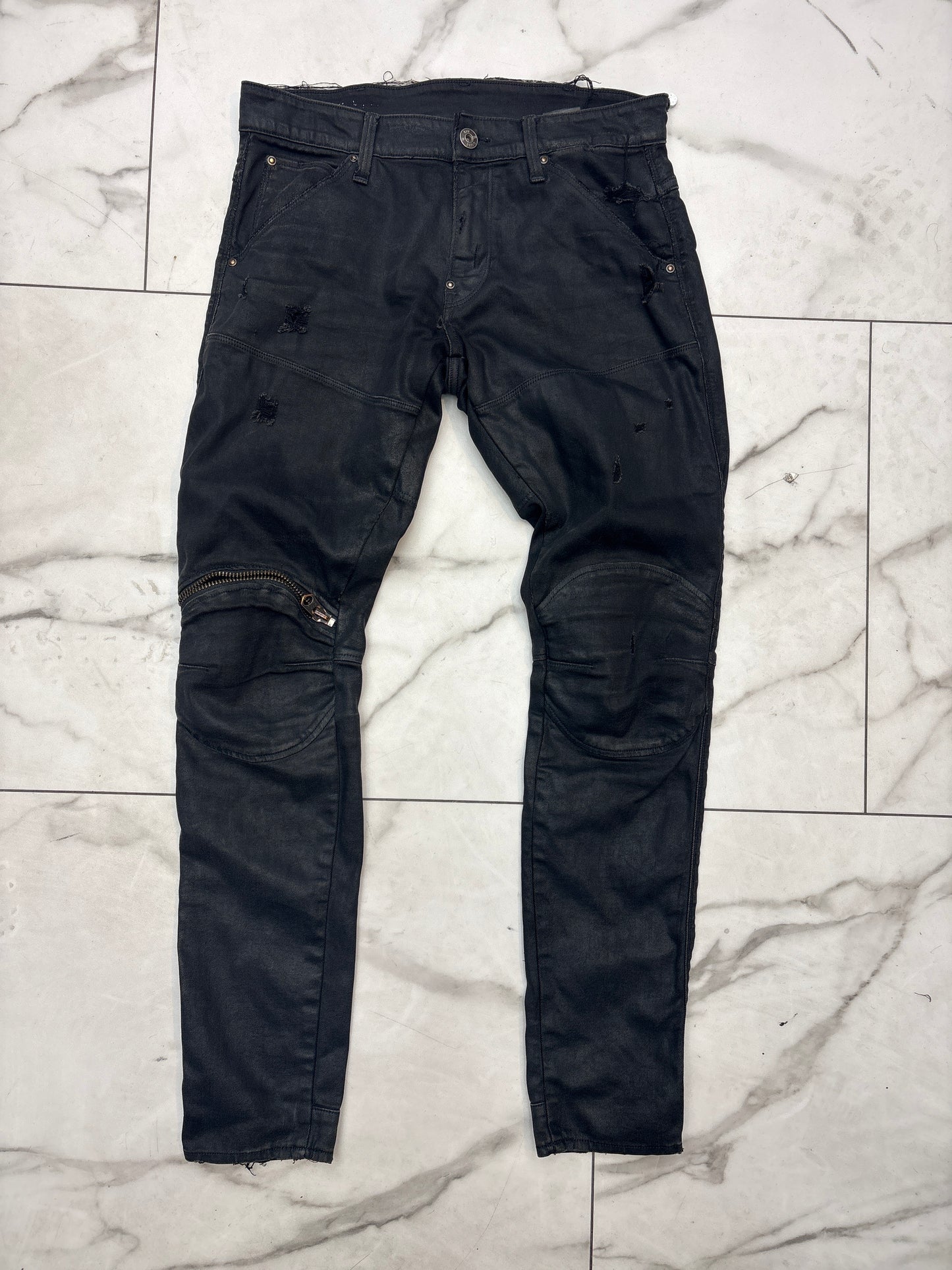 G-STAR BLACK BIKER JEANS PRE-OWNED