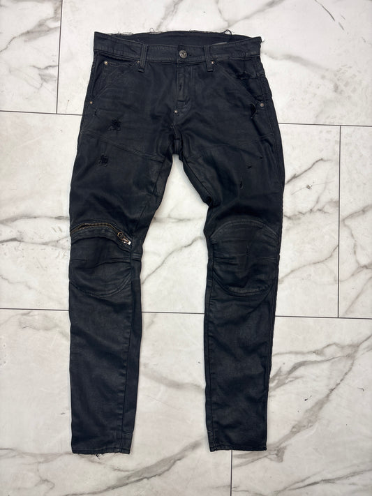 G-STAR BLACK BIKER JEANS PRE-OWNED